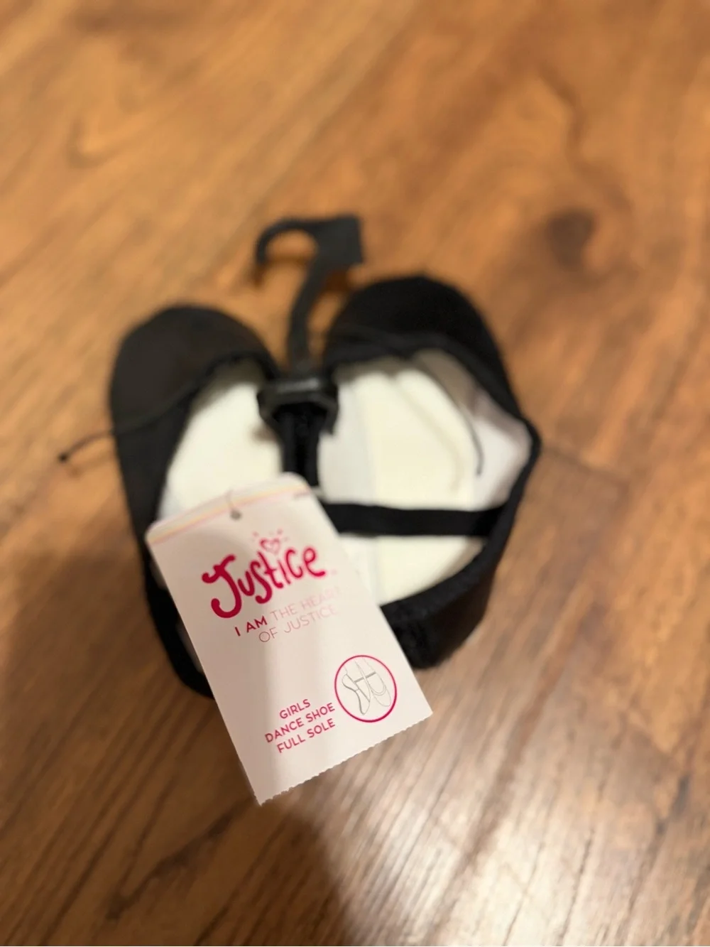 Justice Girls Ballet Shoes for Dance Class, Leather Sole with Adjustable Strap